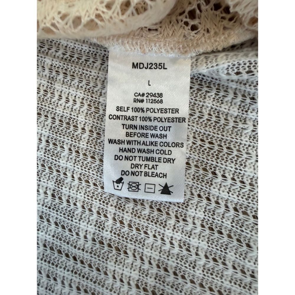 Miss Me Boho Crochet Fringe Lace Poncho Women L Cream Peach Tassels Western - Picture 5 of 7
